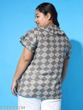 Stylish checked crepe top for women (XXXL, bust 44in, length 27in), Indian-origin graphic print