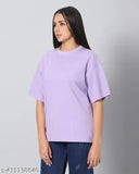 Oversized polycotton t-shirt in plus sizes (S-6XL), solid color, loose fit for girls and women