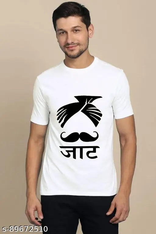 Jaat printed cotton blend men's T-shirts, short sleeves, 170 gsm, premium quality, made in India