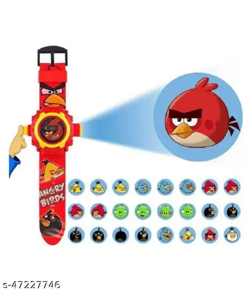 Fabulous kids unisex watches, digital Angry Birds projector watch with genuine steel strap for sensitive skin, free size (dial diameter: 56mm), made in India