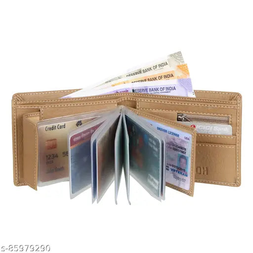 Samtroh faux leather wallet, 8 card slots, coin pocket. Modern design, ideal for men's essentials