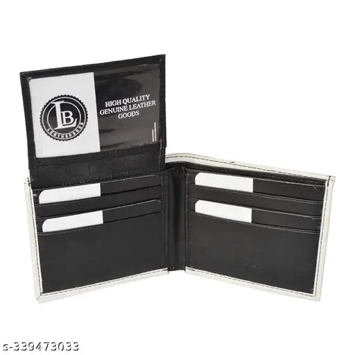 White leather wallet with dollar design, handmade for men's comfort. Canvas and leather, 2 compartments, free size (L12cm x W10cm). Hand-crafted in India