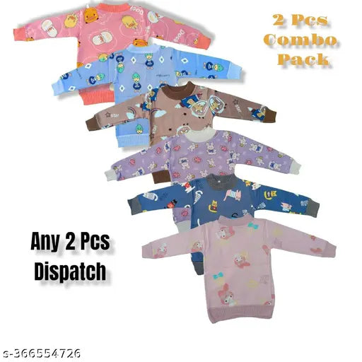 Woolen printed net winterwear T-shirt sweater for kids (1-6 years), Morvika India