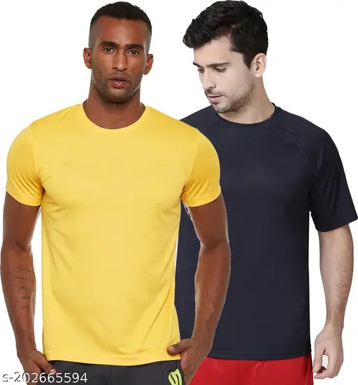 Cotton blend solid round neck half sleeve t-shirt for men, regular fit, great for daily wear, gym, or casual outfits