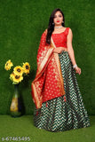 Cotton silk and soft silk kids' bridal lehenga cholis, semi-stitched Banarasi Jacquard silk with matching dupatta, 14-15 years size (Lehenga waist size: 35 in, Lehenga length size: 40 in, Duppatta length size: 2.45 in)