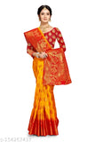 Golden woven Kanjivaram/Banarasi silk saree with rich Balaton pallu, Georgette blouse in satin silk