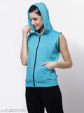 Solid cotton sleeveless KZALCON women's jacket, perfect for warm weather styling in India