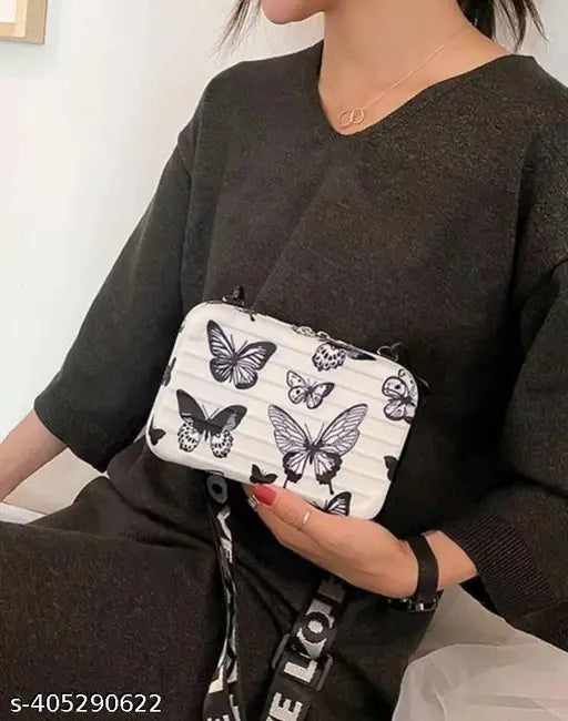 Acrylic printed net ARISEN Sling Bag, detachable shoulder strap, convertible cosmetic bag, free size, stylish design, lightweight, compact space, India-made