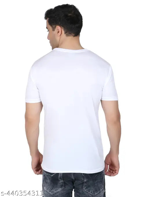 Printed Stylish Round Neck Drifit Polyester T-shirt, short sleeves, size S (36in chest, 26in length). Indian brand offering fashionable gym wear