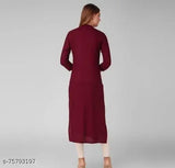Rayon solid dyed straight kurta, three-quarter sleeves, stylish women's fashion from India