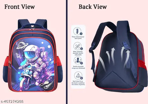 Unicorn Purple or Astronaut Sapphire Blue Large-capacity schoolbag with lightweight design, ideal for kids aged 7 to 12 years. Polyester net material, adjustable shoulder straps, and diverse cartoon designs