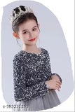 Designer net kids holiday gown, three-quarter sleeves, elegant evening attire for toddlers to teens (Indian origin)