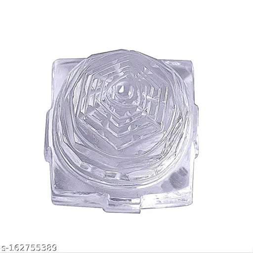 6cm Crystal Shree Yantra (Pure Sphatik) for Pooja, Laxmi Yantra - Vastu-friendly, India-made