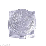 6cm Crystal Shree Yantra (Pure Sphatik) for Pooja, Laxmi Yantra - Vastu-friendly, India-made