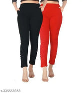 High quality cotton lycra ladies trousers pack of 2, solid net, versatile for everyday wear