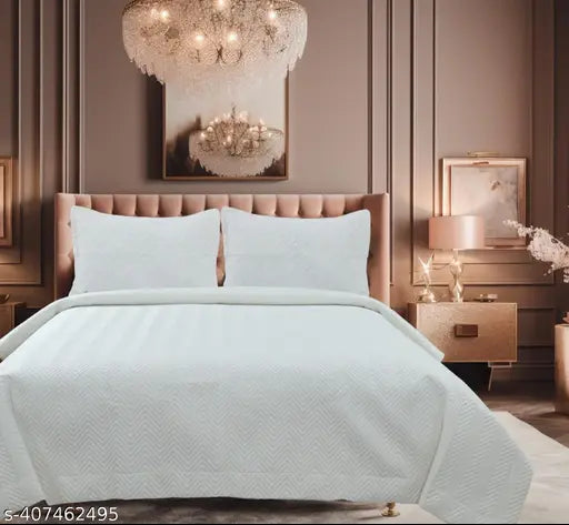 Cotton reversible quilted bedsheet/bedcover/comforter set (90x100), tropical floral print, Indian craftsmanship for a warm and stylish bedroom