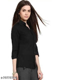 Rayon long-sleeve solid women's shirt, classic and fabulous design, size S-XL