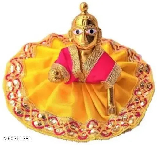 Brass Krishna Idol, Pittal Laddu Gopal Statue, Size 2, Indian Decorative Showpiece - 8cm x 5cm x 6cm