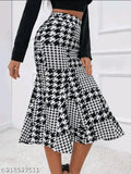 Printed net polycotton fancy feminine western skirt for women, vibrant design on 28 inch length, available in sizes 26-38