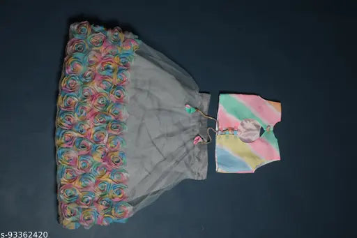 Multicolor embroidered traditional ethnic wear lehenga, choli, and dupatta set for girls - floral embroidery on cotton and silk fabric, breathable and comfortable for special occasions