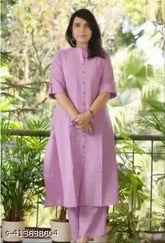 Cotton Katha kurta and Rayon plazzo set, solid-colored Indian ethnic wear for women