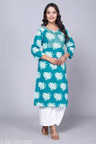Printed rayon-slub three-quarter sleeve Kurtis plazo set in cotton, casual wear for women fashion