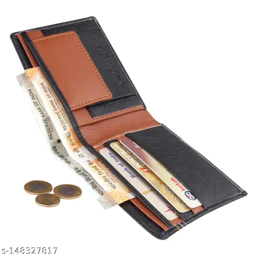 Trendy men's black striped faux leather wallet, handcrafted for style and functionality. Ideal gifting solution for all occasions in India." (124 characters)