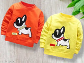 Gold and Rust printed full sleeves round neck sweasthirts (pack of 2) for boys & girls in polycotton - versatile kids winter wear for casual or special occasions
