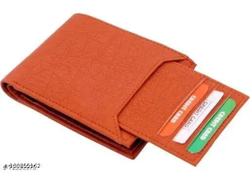 Tan artificial leather men's wallet, genuine PU leather, 12 card slots, casual design, free size, made in India
