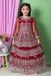 Exquisite net embroidered long-length Lehenga for parties, India