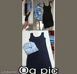 Trendy light denim jacket & black cotton lycra sando combo, solid pattern, XS (32in), S (34in), M (36in)