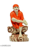 Sai Baba orange poly resin idol, 11cm height, home or office temple decor