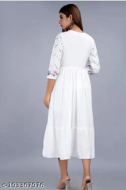 Pink Rayon embroidered Kurti, S-XXXL sizes, Indian handcrafted in vibrant colors