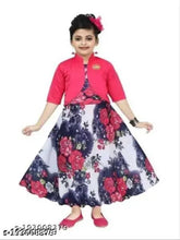 Stylish printed cotton frock and jacket dress for girls, size 0-15 years, three-quarter sleeves