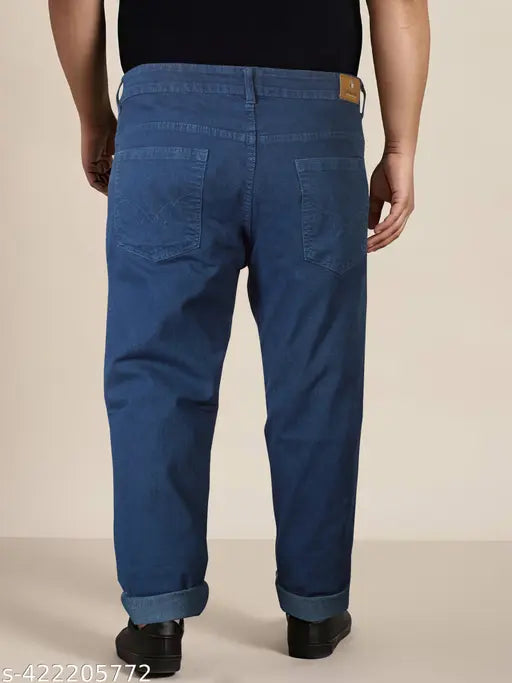 Just Black men's relaxed navy blue cotton-blend jeans, elevate everyday style with a timeless, comfortable fit