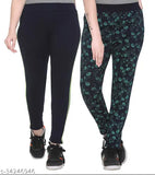 Printed cotton blend SHAUN women's jeggings free size, ideal for all-season wear and easy movement