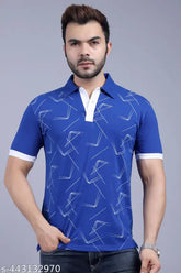 Mens cotton short sleeve polo t-shirt, printed design in vibrant colors, size S to XXXL