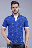 Short sleeve cotton men's polo t-shirt with printed design, available in sizes S-XXXXL