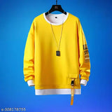 Round neck men's solid color cotton full sleeve t-shirt, Indian designer fashion