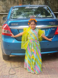 MultiColor cotton skirt top and net dupatta with Gota work for young girls, vibrant rainbow print and traditional ethnic wear