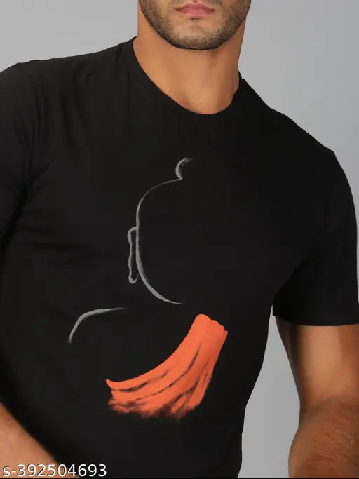 Black UrGear Men's Religious Print Cotton T-shirt with short sleeves, size S - Close-up view