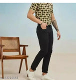 Cotton blend plain black jeans I2U3 for men, solid fit with sizes 28, 30, and 32