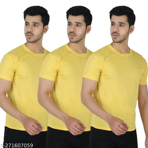 Solid cotton blend t-shirts for men, short sleeves, India origin