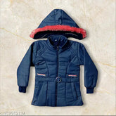 Stylish nylon jacket for girls, solid pattern with zip closure and premium quality material. Ideal for ages 1-8 years, made in India