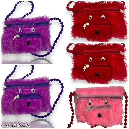 Animal printed polyester combo pack (5) of girls' sling bags & crossbody purses. Ideal for travel, daily use, or a small gift