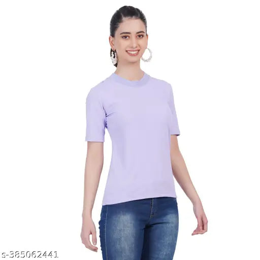Tanushk women's purple cotton t-shirt, soft, breathable, and versatile