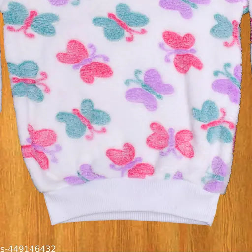 Wool turtleneck sweater with printed butterfly pattern for kids, India