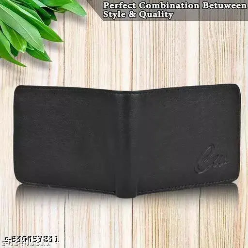 Trendy faux leather men's wallet/purse, solid color, 2 compartments, free size (11cm x 9cm), Indian origin