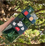 Blue, high-quality plastic kids water bottle with Mickey design, dual mouth, hanging handle, and strap (520ml)
