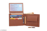 Tan faux leather formal wallet for girls, 5 card slots, regular size (11cm x 9cm), special price